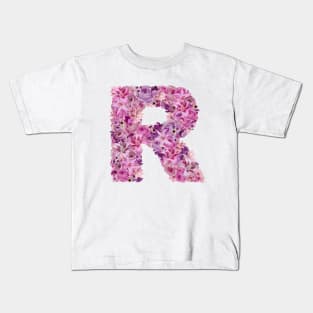 Pink Floral Letter R Kids T-Shirt